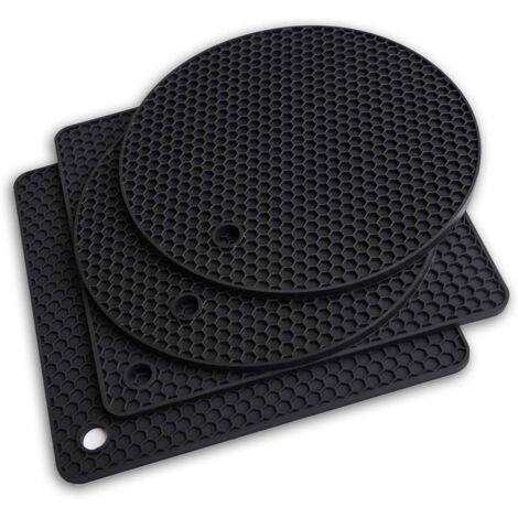 Coussin d'isolation thermique en silicone 4PCS (noir)