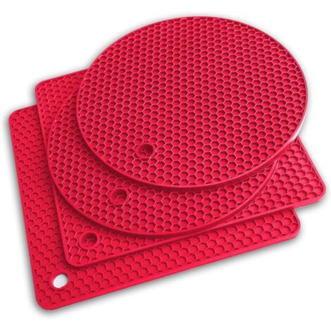 Coussin d'isolation thermique en silicone 4PCS (rouge)