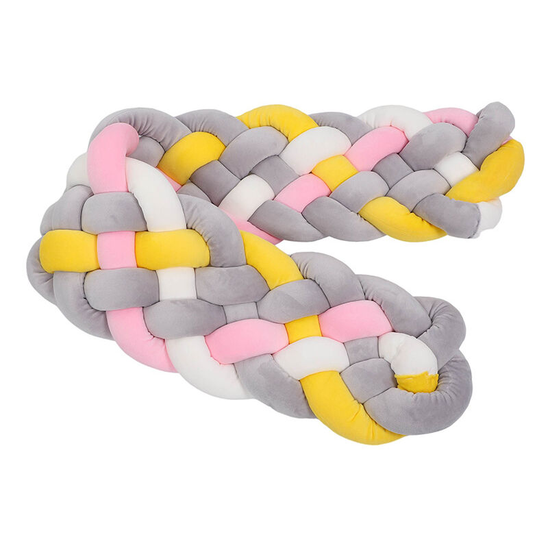 Anti Collision Tour de Lit Tresse,Coussin Latéral de Lit Tressé à La Main,6 Brins Tresses Torsadées Berceau DéCoration IntéRieure,3M