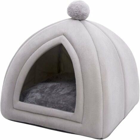 Coussin douillet Nid de Chat, Maison Pour Animaux, Nid Pour Animaux Fermés, Igloo Pour Chiens Et Chats - Gris