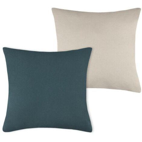 Coussin DUO 50x50 bleu cobalt beige clair