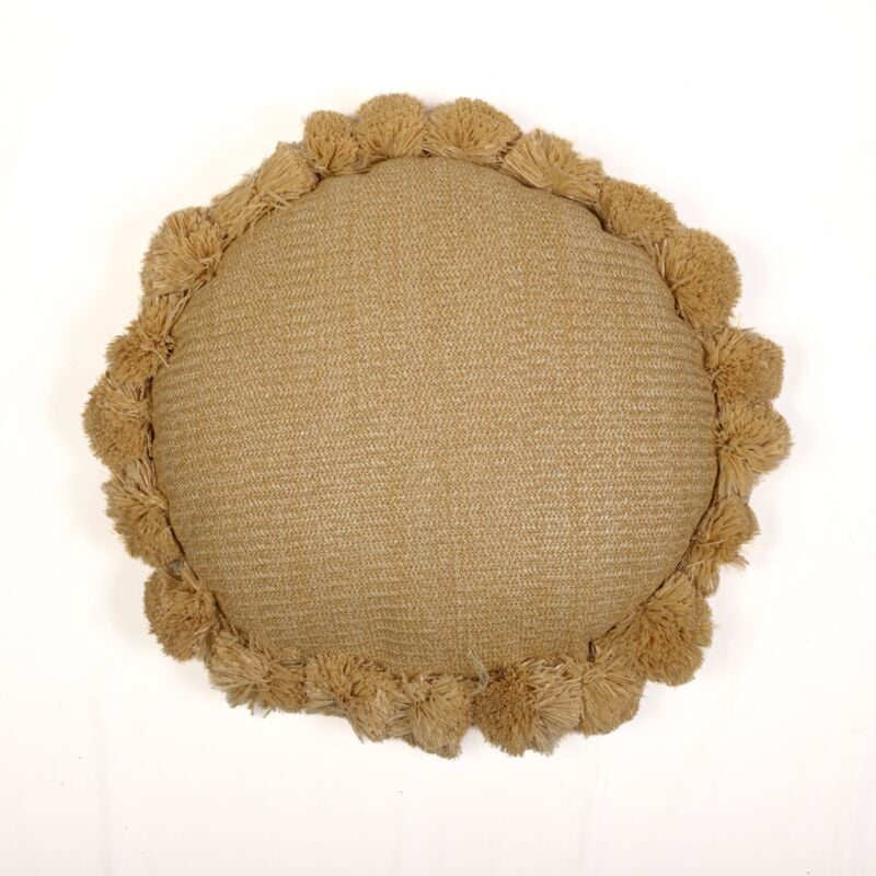 Deco Arts - Coussin effet raphia - Forme soleil - 50x15cm