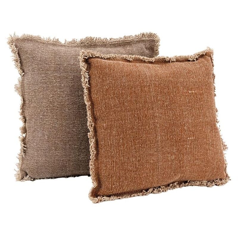 Aubry Gaspard - Coussin en coton recyclé à franges Lot de 2