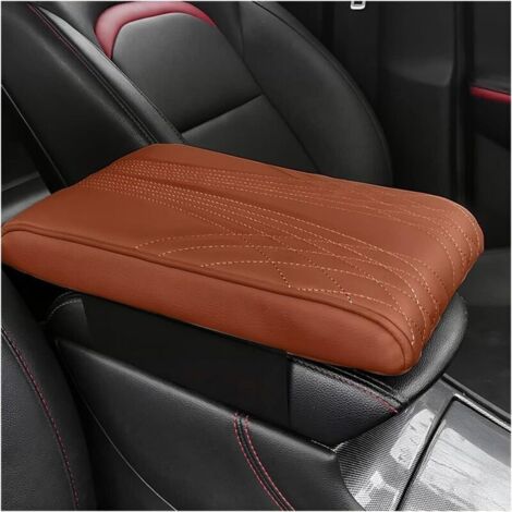 Coussin en Cuir de Console Centrale Universelle, Housse pour Console Centrale pour Accoudoir, Coussin Pour Accoudoir De Voiture Universel, Accessoires Voiture pour SUV, Camion(Café)