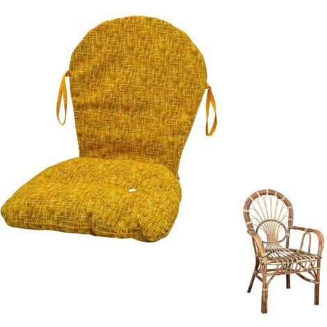 Coussin en osier et bambou à motifs moutarde pour chaise Big Sole