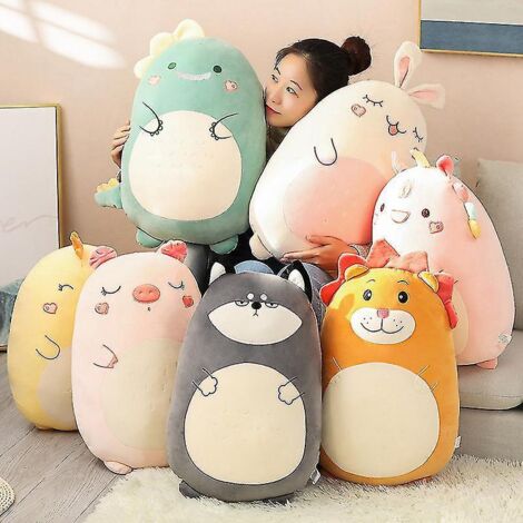 Coussin en peluche animal kawaii dinosaure lion gros coussin doux cadeau de Saint-Valentin pour enfant fille - petit canard jaune