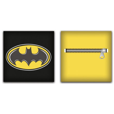 Coussin en Peluche avec poche Batman - Noir et Jaune 35x35 cm