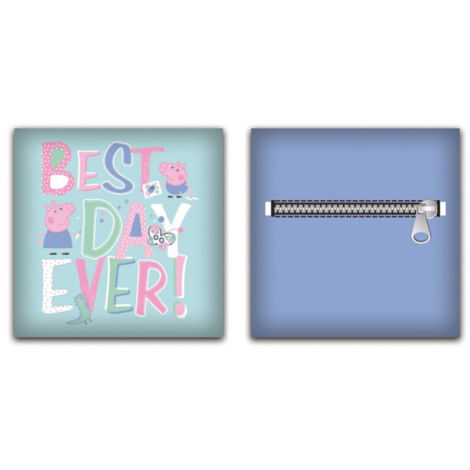 Coussin en Peluche avec poche Peppa Pig - Best Day Ever  - Bleu 35x35 cm