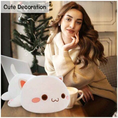 Coussin en peluche, coussin de poupée de chat mignon, jouet d'anime de dessin animé doux, coussin de traversin de canapé-lit, décoration créative, cadeau pour enfants bébé filles garçons anniversaire