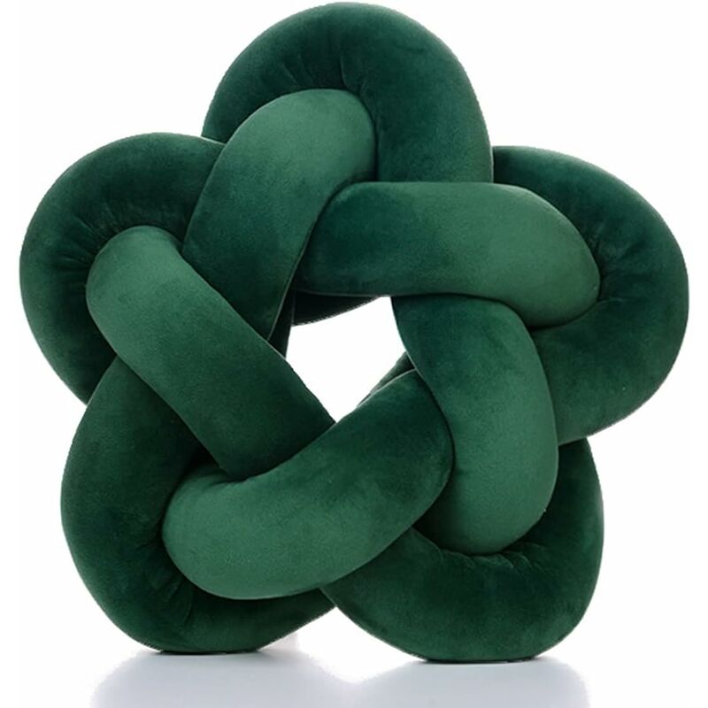 Shining House - Coussin en peluche fait à la main noué étoile oreiller canapé doux coussin lombaire boule en peluche, vert émeraude 12.59 in32 cm