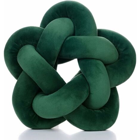 Coussin en peluche fait à la main noué étoile oreiller canapé doux coussin lombaire boule en peluche, vert émeraude 12.59 in32 cm