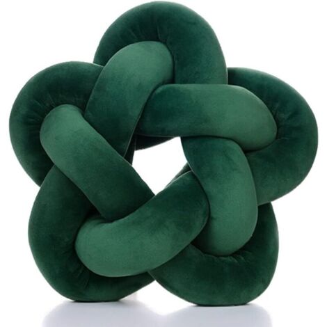 Coussin en peluche fait à la main noué étoile oreiller canapé doux coussin lombaire boule en peluche, vert émeraude 12.59 in32 cm