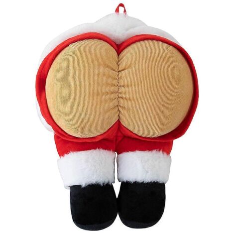Coussin en peluche représentant les fesses du Père Noël - Décoration de Noël amusante à suspendre au sapin ou à la cheminée