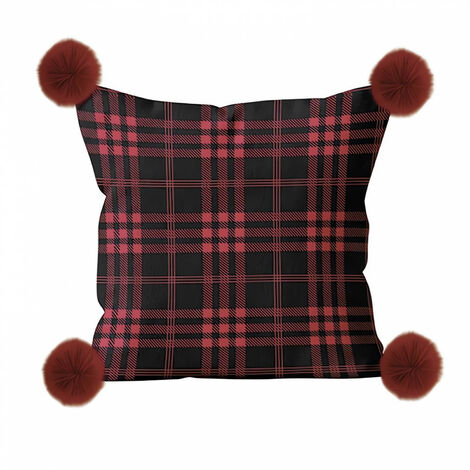 Coussin en polaire microfibre 45x45 cm CARREAUX TARTAN, par Soleil d'ocre