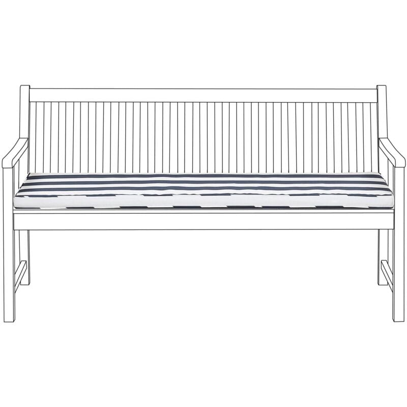 Beliani - Coussin d'Assise pour Banc 160 cm de Jardin en Tissu Hydrofuge Anti-UV et Anti-Taches Bleu et Blanc Idéal pour Extérieur Moderne et