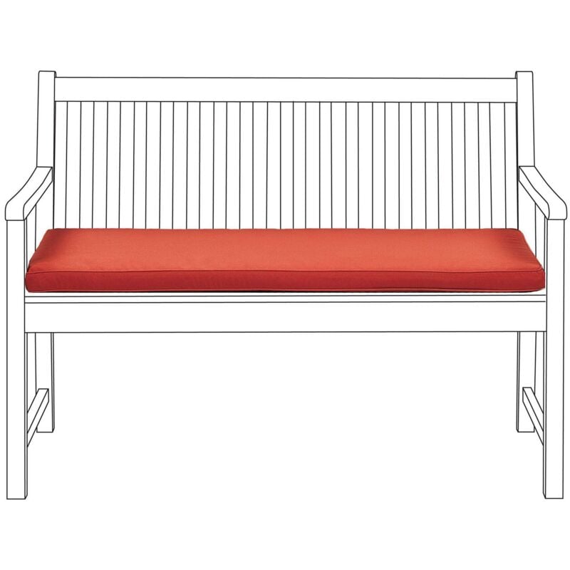 Beliani - Coussin d'Assise pour Banc de Jardin en Tissu Hydrofuge Anti-UV et Anti-Taches Rouge Foncé Idéal pour Extérieur Moderne et Classique