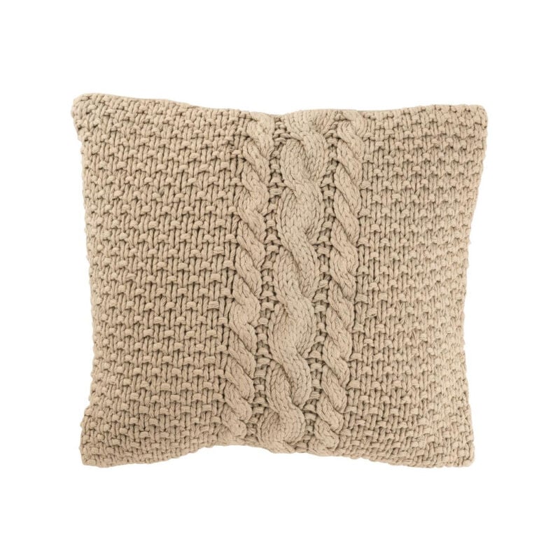 Coussin en Tricot Tressé 'Helena' 50x50cm Beige