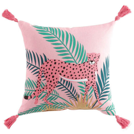 Coussin Enfant Déco "Leopink" 40x40cm Rose