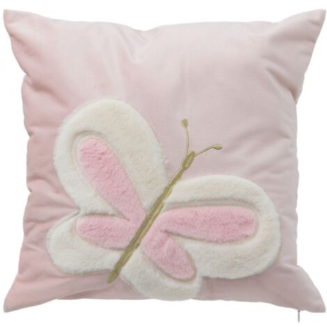 Coussin Enfant Déco Papillon 39x39cm Rose