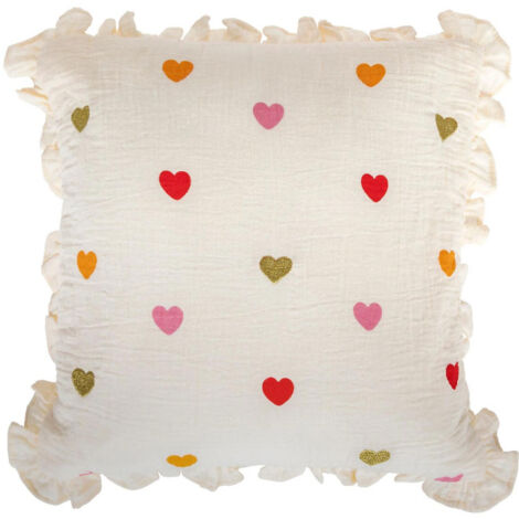 Coussin Enfant Feston "Amour" 40x40cm Beige