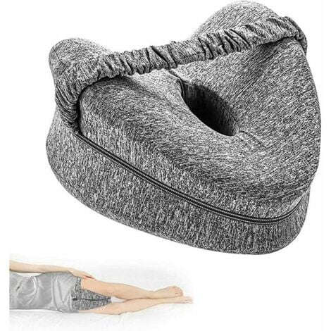 JORMFTTE Coussin Entre Jambes pour Dormir, Oreiller de Genou en Mousse mémoire pour Dormir, avec Sangle, pour douleurs aux Jambes, douleurs dorsales, sciatique, Grossesse, dormeuses latérales (Gris)