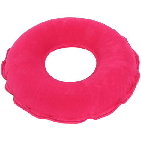 Coussin ergonomique rond pour siège de bureau, auto ou fauteuil roulant, en mousse aérée avec revêtement velours.