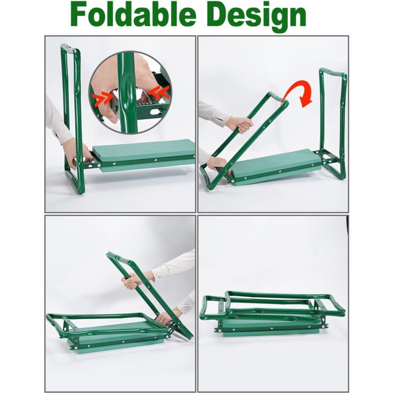 Coussin et siège de jardin à genoux, tabouret de jardin, banc de jardinage avec sac à outils, coussin en mousse eva pour s'agenouiller et s'asseoir,