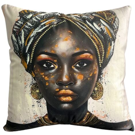 Coussin ethnique africain 45x45cm, décoration de maison unique, accessoires de style tribal, textiles de qualité