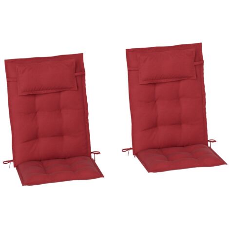 Coussin extérieur hydrofuge pour chaise longue 116x50x5cm - Lot de 2 - Transat, jardin, plage - Rouge bordeaux