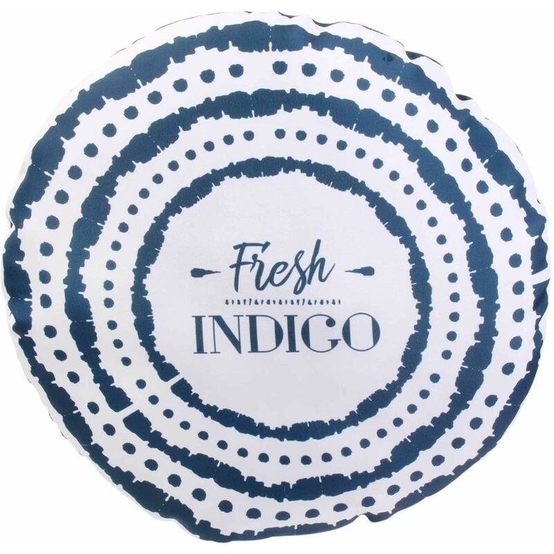 Linnea - Coussin extérieur rond 40 cm fresh Bleu Indigo - Bleu Indigo