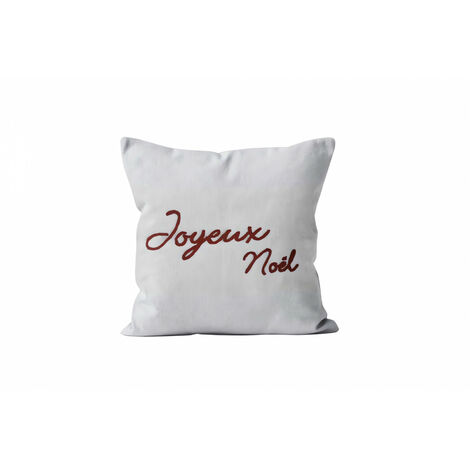 Coussin fantaisie pur coton 45x45 cm JOYEUX NOEL, par Soleil d'Ocre