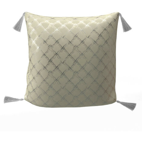 Coussin festif en pur coton 40x40 cm CELESTE argent, par Soleil d'Ocre