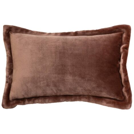 Coussin flanelle Cuddly marron 38x58cm - Atmosphera créateur d'intérieur