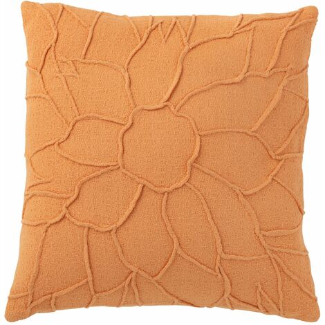 Coussin fleur textile corail 43x43x10cm - Orange