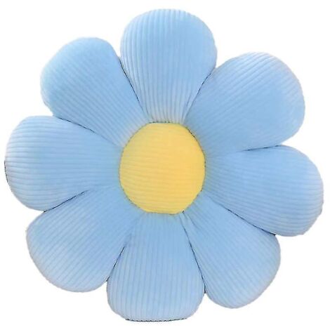 Coussin fleuri, coussin décoratif en forme de fleur, coussin de sol fleuri, coussin d'assise, coussin moelleux et mignon pour la chambre - 50 x 50 cm - bleu et jaune