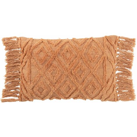 Coussin floches coton corail long 40x60x10cm - Orange