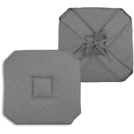 Coussin galette de chaise 4 rabats 40x40cm anthracite chinee