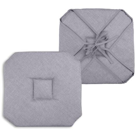 LOVELY CASA Coussin galette de chaise 4 rabats 40x40cm gris chinee