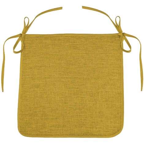 Galette de chaise d'extérieur à scratch korai - 40 x 40 cm - jaune moutarde  - Conforama