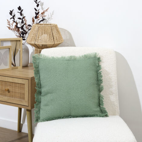 Coussin Gaufre Vert Sauge 40x40cm