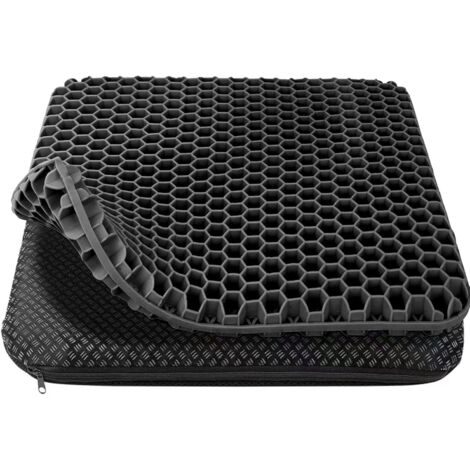 Coussin Gel - 1 Pièce - TPE Souple - Structure Nid D Abeille - Chaise Bureau Voiture Fauteuil Roulant - Noir 43x39x4cm