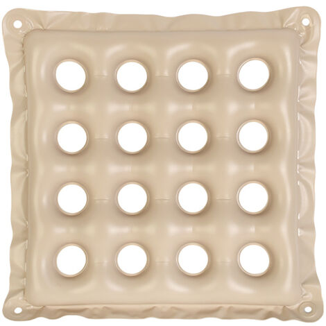 Coussin Gonflable en PVC Épais pour Fauteuil Roulant, Coussin Donut Anti-Escarre avec 16 Trous, Forme Ronde Étanche, Couleur Beige