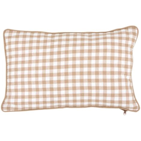 Coussin Groove 50x30cm vichy beige lin - Atmosphera créateur d'intérieur