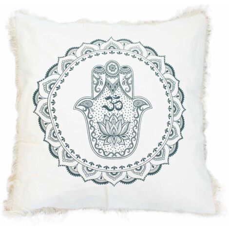 Coussin Hamsa Mandala - 60x60cm - vert- Vendu par 1