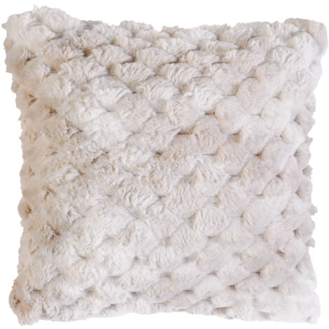 Coussin Imitation Fourrure avec Relief Géométrique Blanc 45x45 cm