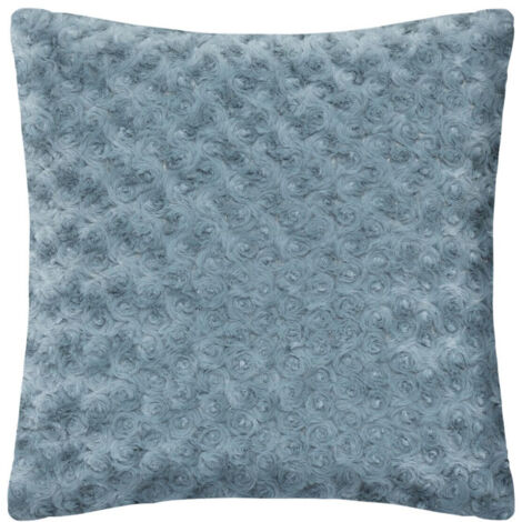 Coussin Imitation Fourrure "Bouclée" 45x45cm Bleu Orage