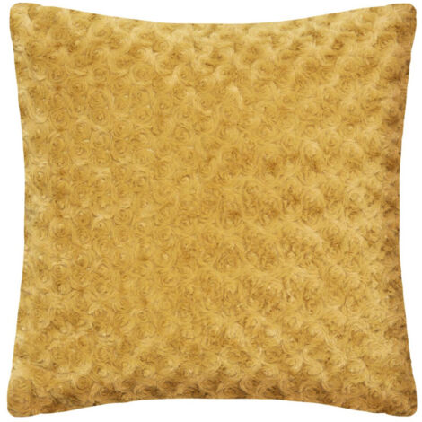 Coussin Imitation Fourrure "Bouclée" 45x45cm Ocre