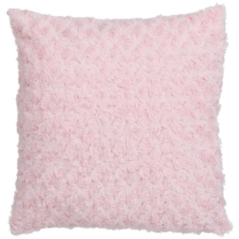 Coussin Imitation Fourrure "Bouclée" 45x45cm Rose