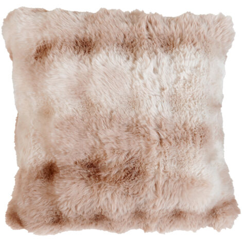 Coussin Imitation Fourrure Doux Aspect Ombré Marron Brun 45x45 cm