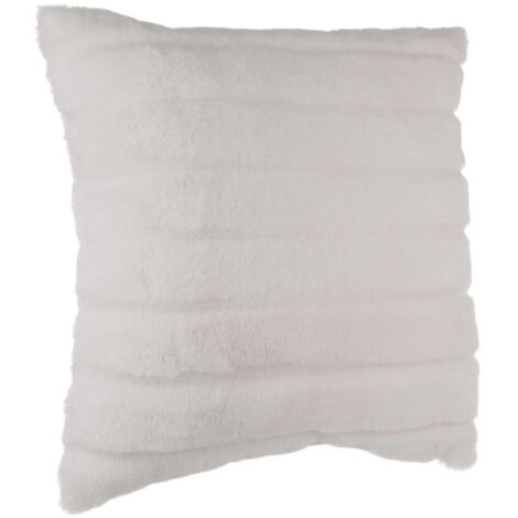 Coussin Imitation Fourrure "Manoir" 45x45cm Blanc